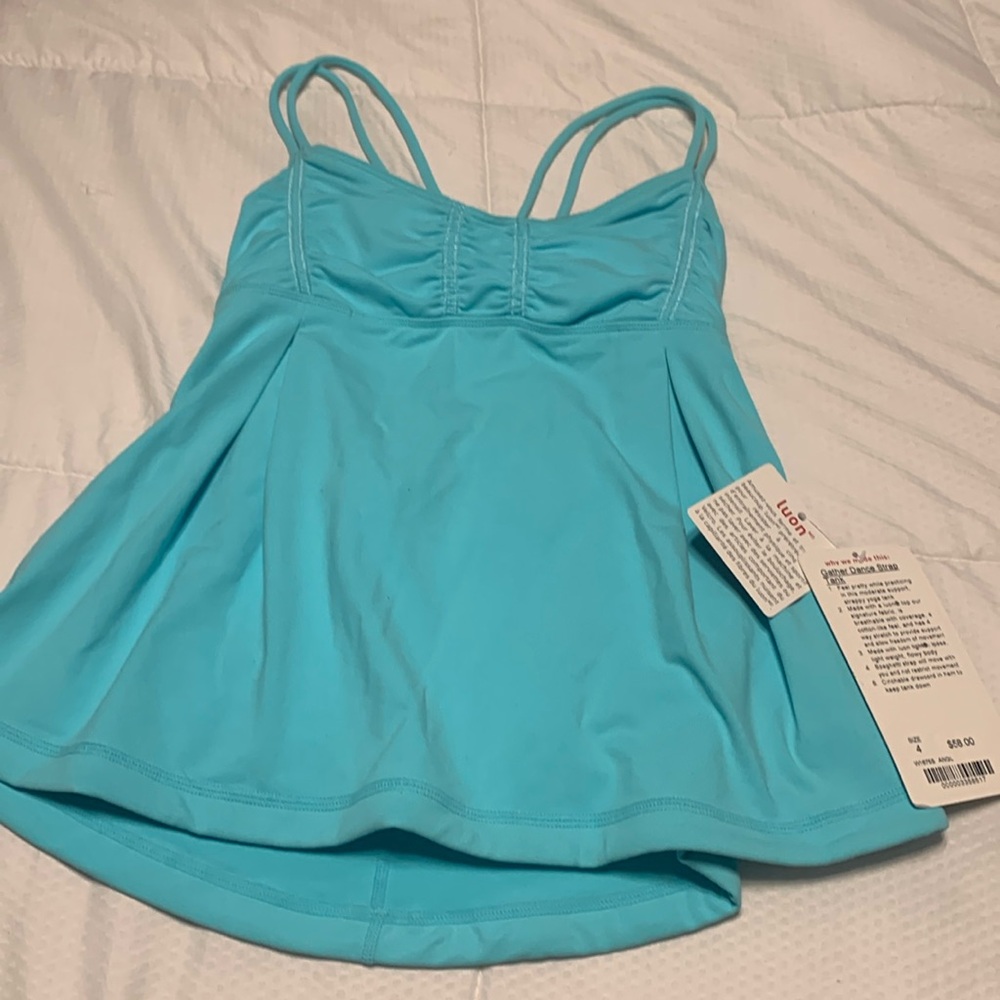 Vintage button new gather dance strap tank size 4 colours is angel blue.